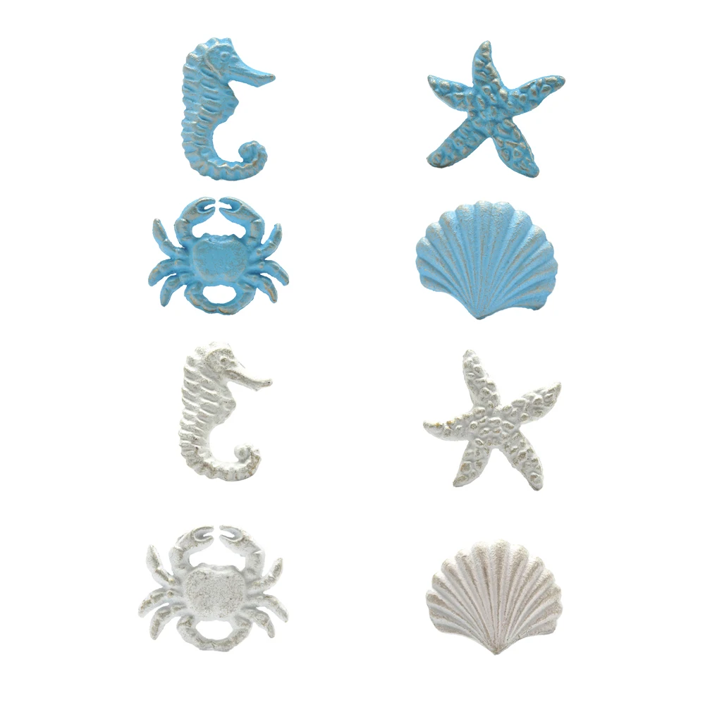 Woodworking Horse - 4pcs/set Mediterranean Blue/White Iron Knob Sea