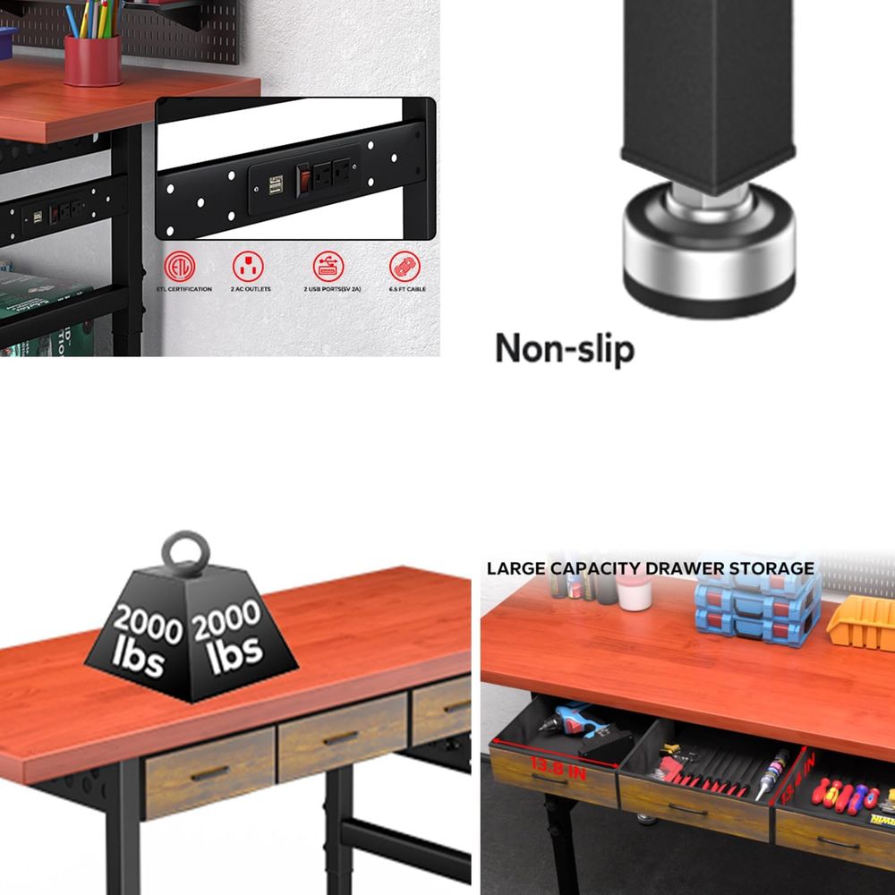 60in Adjustable Height Workben - Woodworking Work Table ulasan dan harga