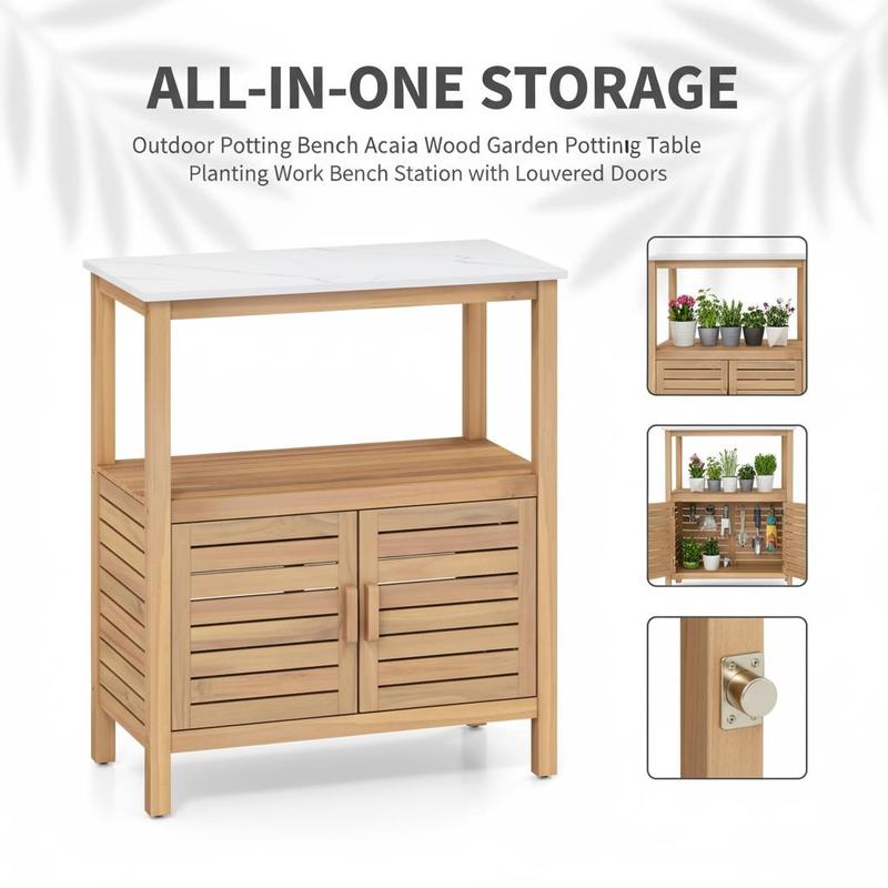Outdoor Potting Bench Acacia W - Woodworking Work Table ulasan dan harga