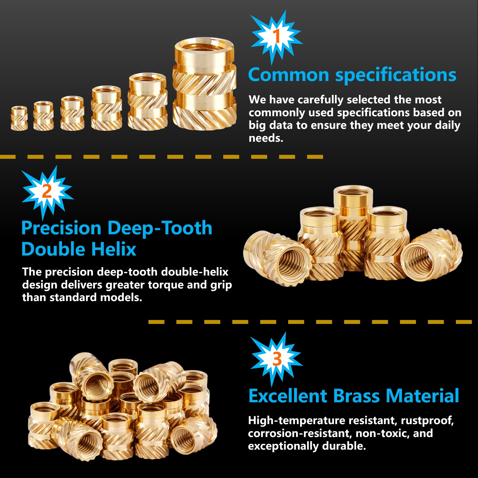 600Pcs M2-M6 Brass Threaded In - Woodworking Tool Stores ulasan dan harga