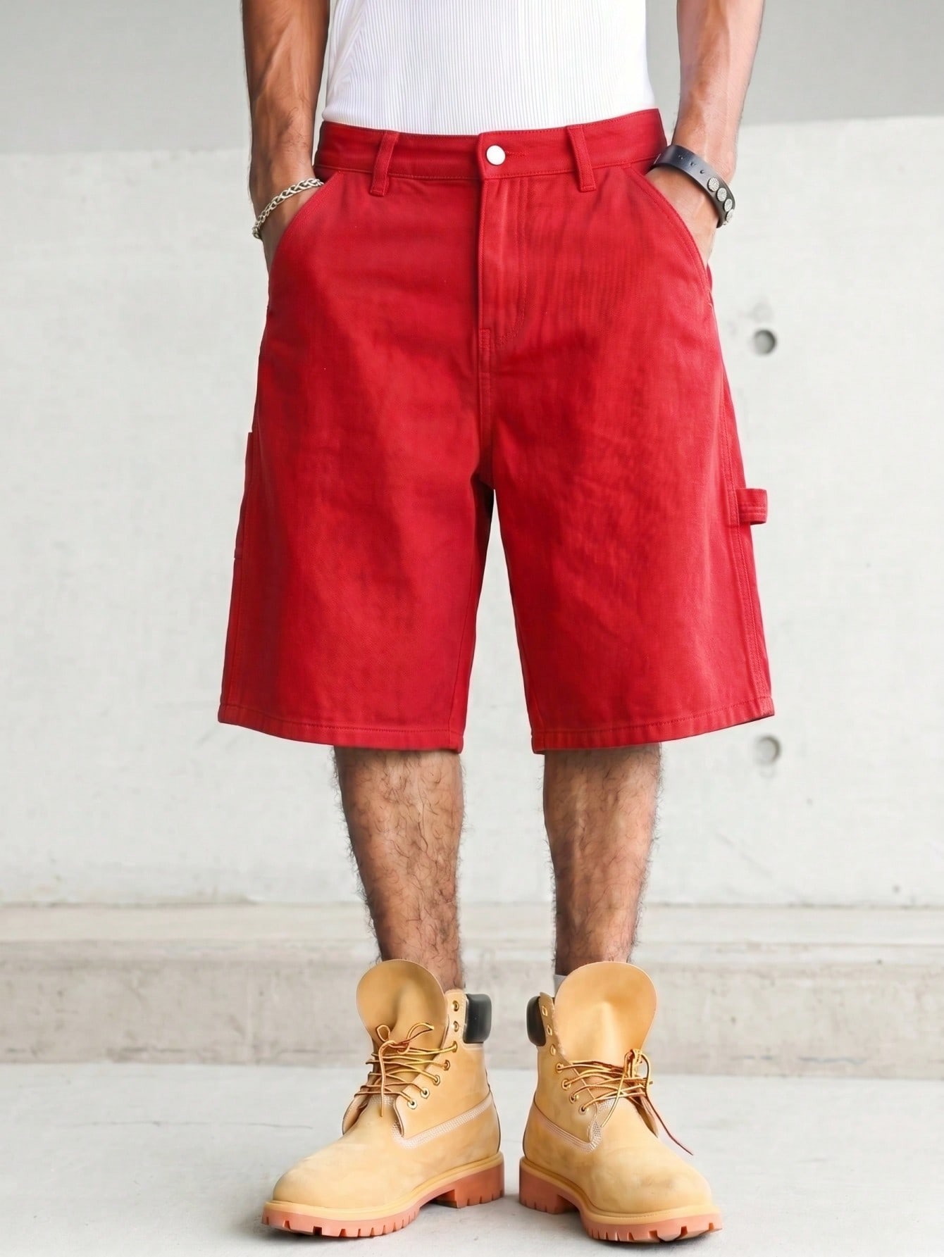 Men's Solid Bright Red Carpent - Woodworking Overalls ulasan dan harga