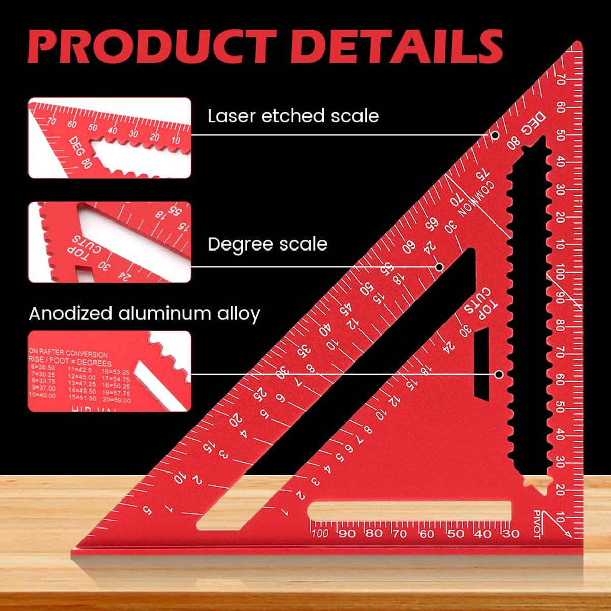 Aluminum Alloy Speed Square Hi - Woodworking Groove ulasan dan harga