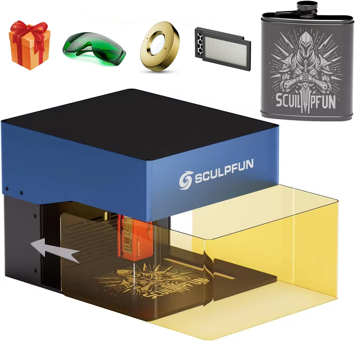 Sculpfun iCube Pro 10W Laser E - Woodworking Logo ulasan dan harga