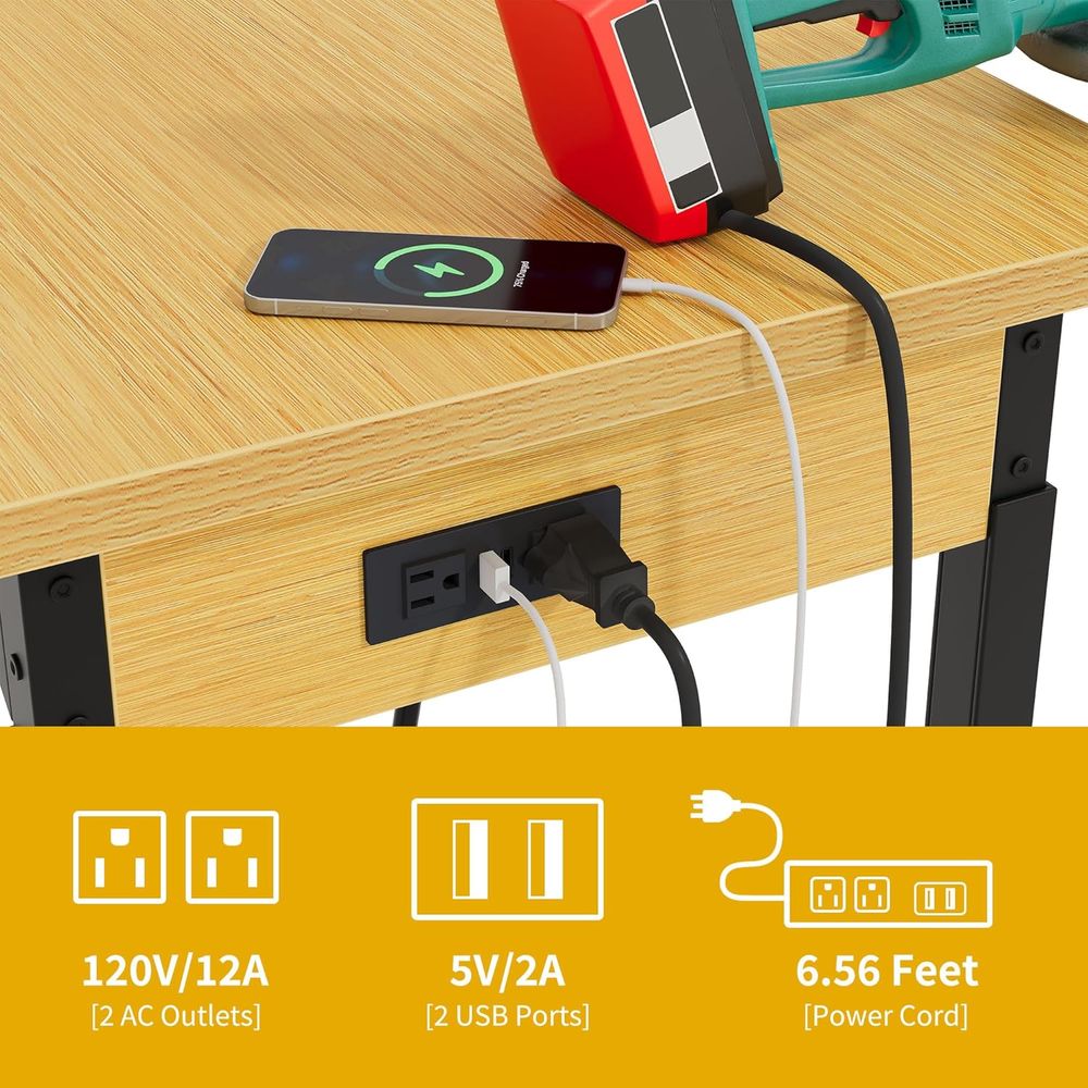 60in Heavy Duty Workbench with - Woodworking Work Table ulasan dan harga