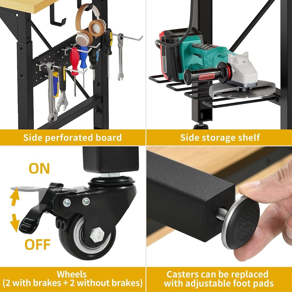 60in Heavy Duty Workbench with - Woodworking Work Table ulasan dan harga